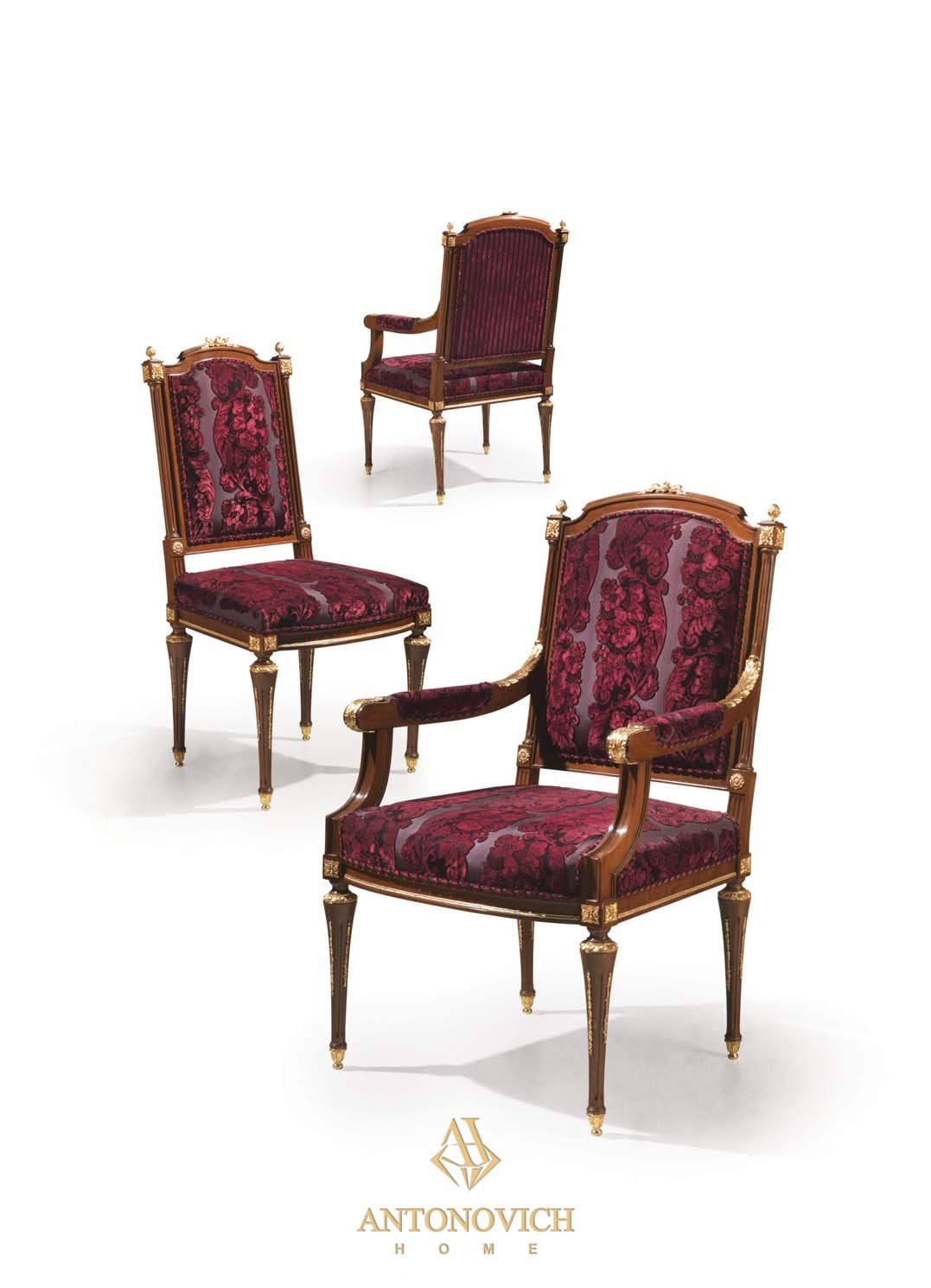 Стул LIPPI с бронзовым декором, Кресло LIPPI с бронзовым декором. Мебель для столовой Angelo Cappellini