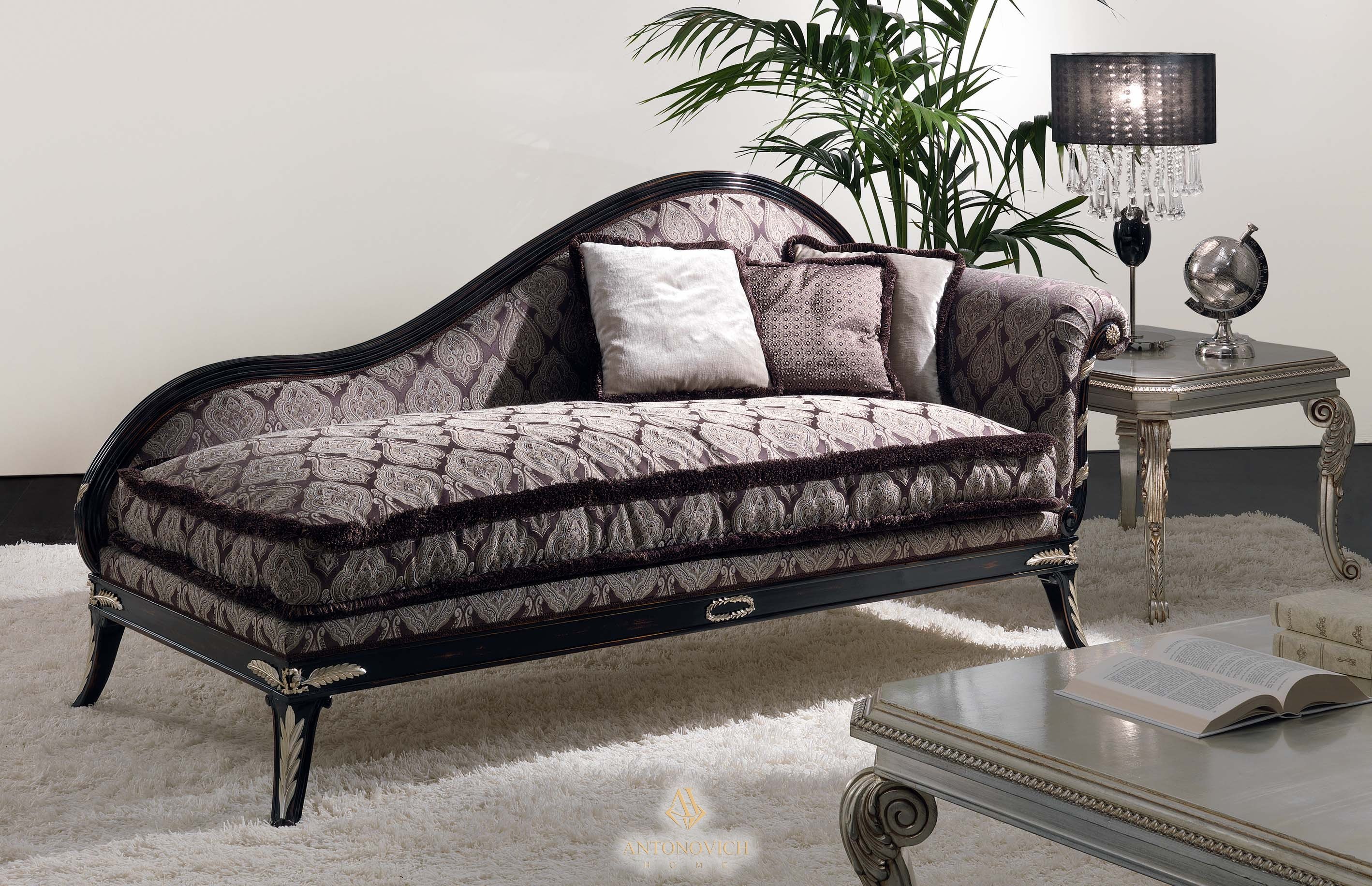 Кушетка Venice CEPPI STYLE, черный лак, посеребрение