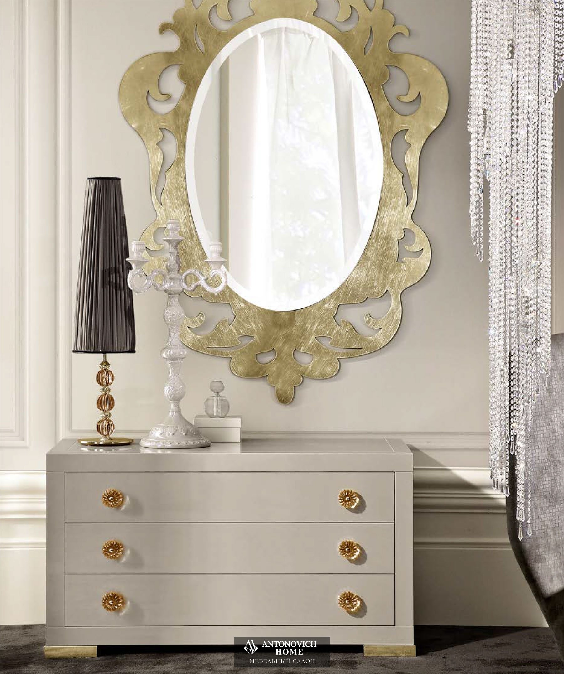 Комод со стальной основой, отделка золотом Dоlfi спальня  FD Collection