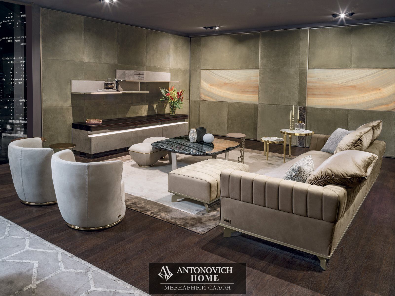 Стильная Гостиная с диванами  Longhi модель Sheffield