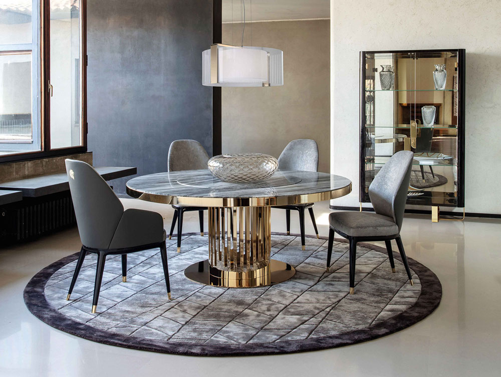 Столовая группа: круглый стол и 6 стульев